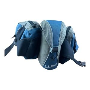 L.L. Bean Outdoor Hiking Bag Fanny Pack Waist Blue Water Bottle Pockets …